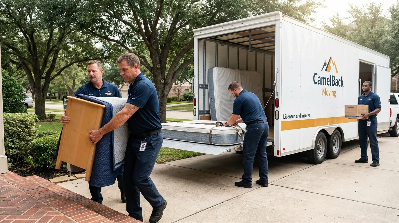 Crew loading residential truck for cross-state move from New Britain, CT